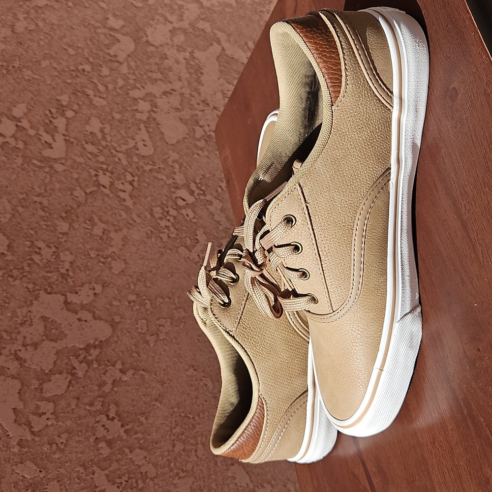 Dockers Tan Faux Leather Lace-up Sneakers Tennis Shoes 8.5 - Picture 7 of 10